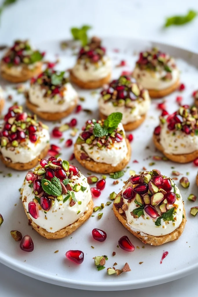 Christmas Pomegranate Goat Cheese Bites