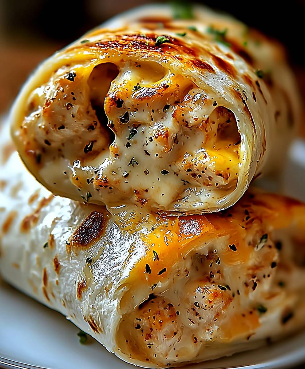 Cheesy Garlic Chicken Wraps