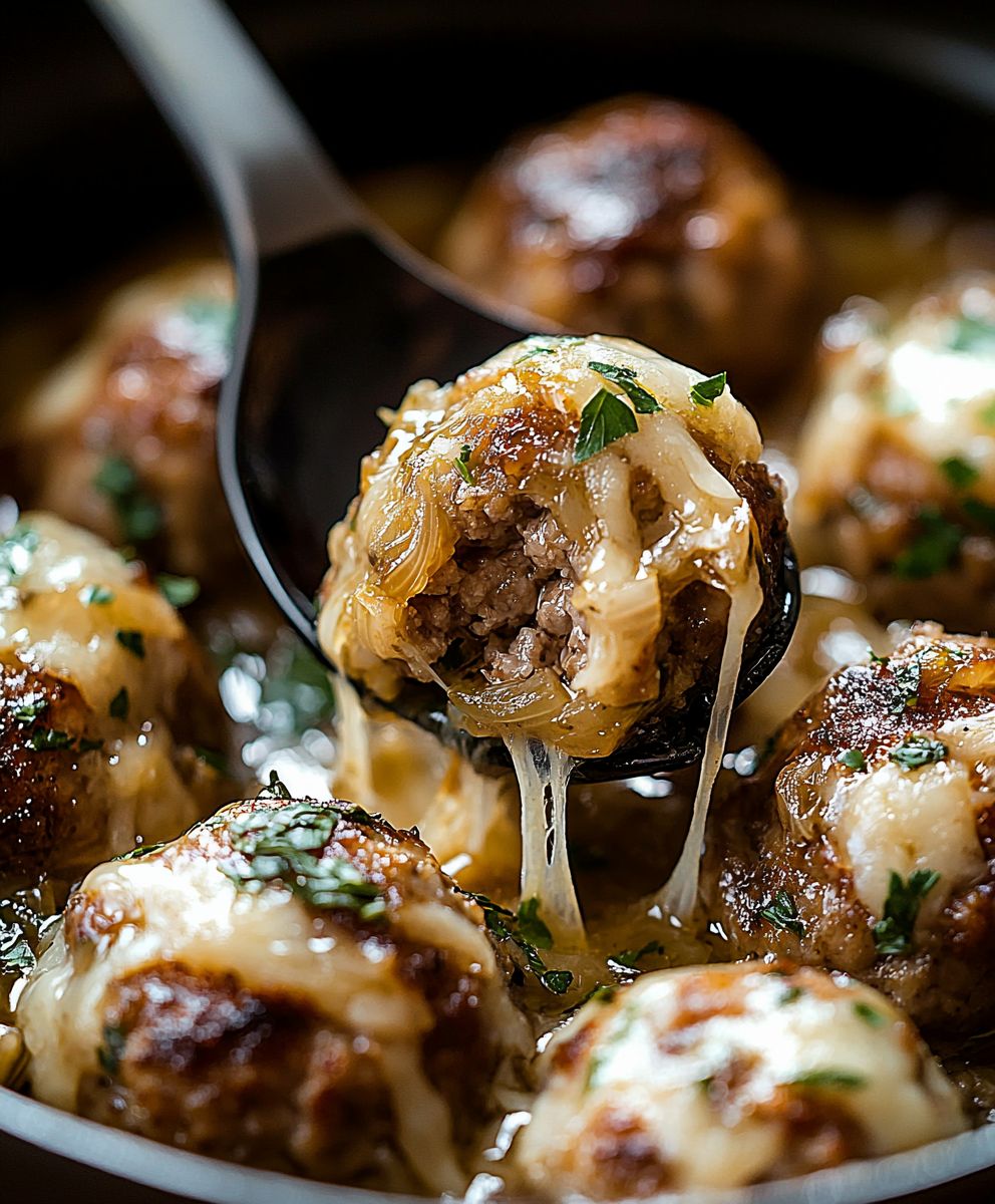 French Onion Meatballs