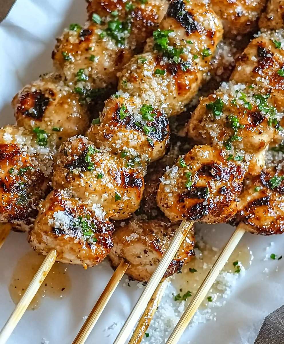 Grilled Garlic Parmesan Chicken Skewers