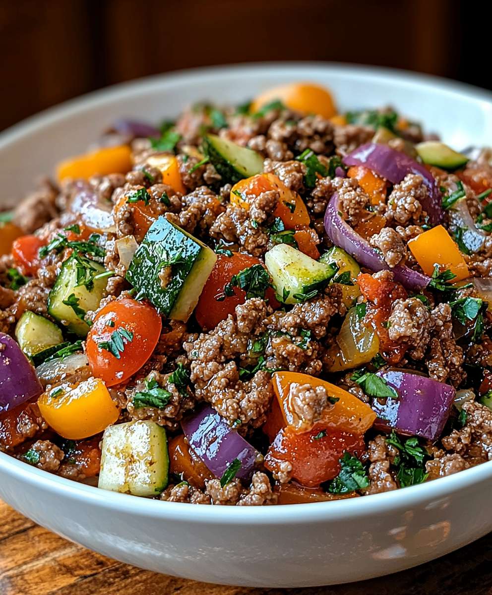 Mediterranean Ground Beef Stir-Fry