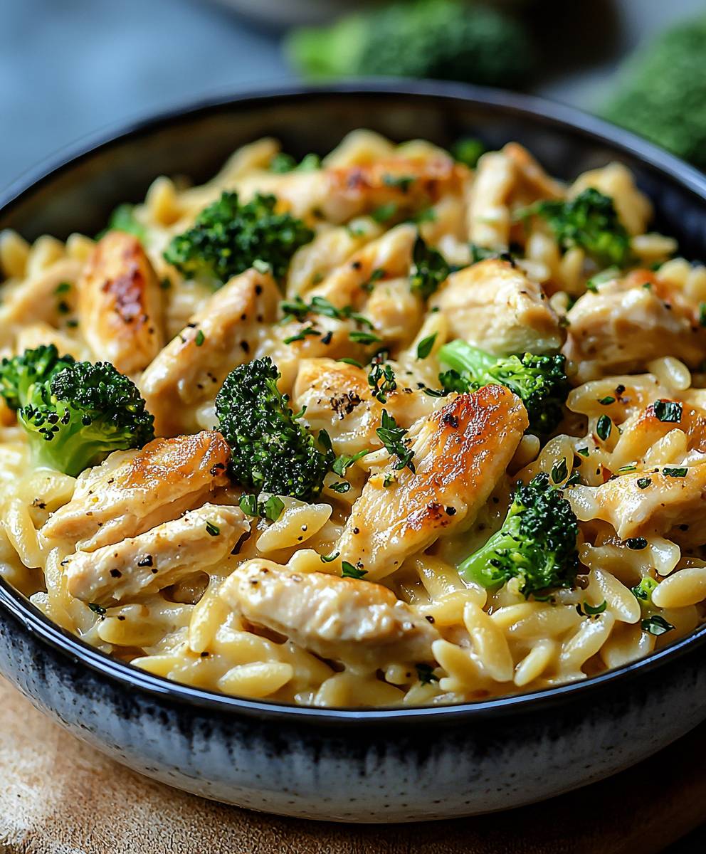 Cheesy Chicken Broccoli Orzo