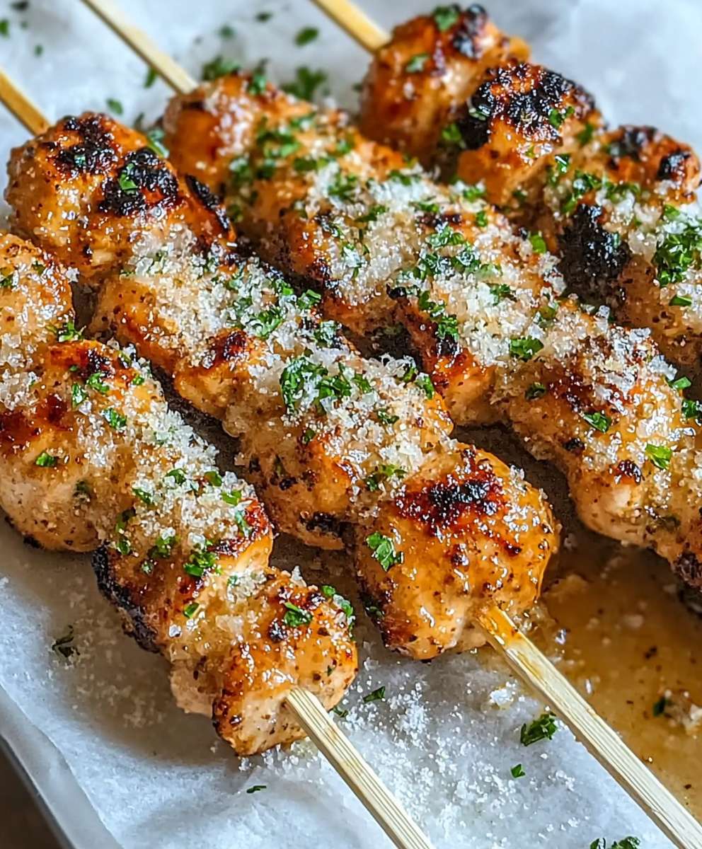 Grilled Garlic Parmesan Chicken Skewers