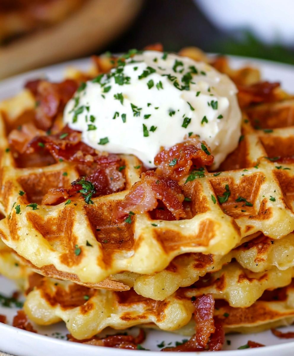 Bacon Potato Cheese Waffles