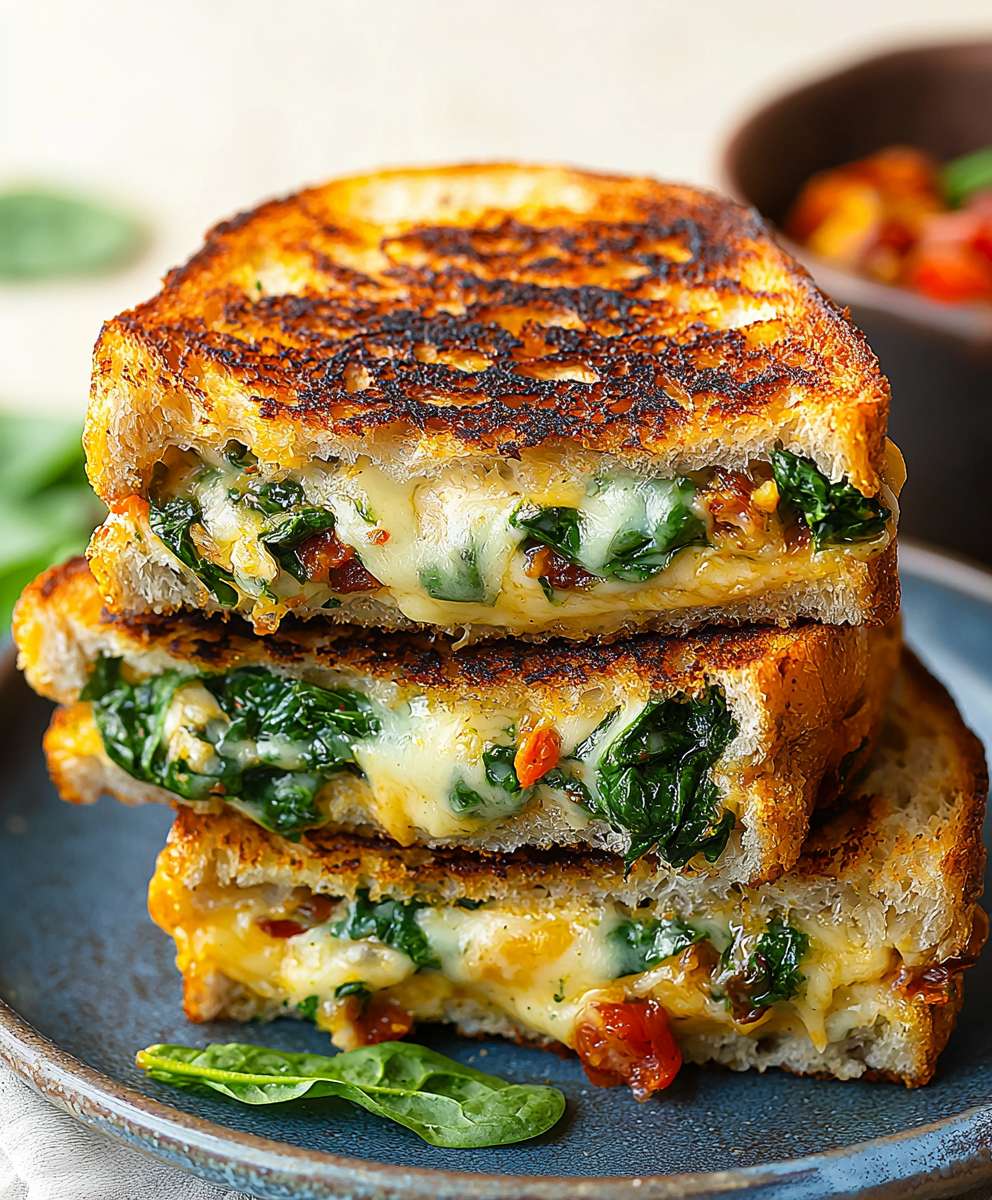 Mediterranean Spinach Grilled Cheese