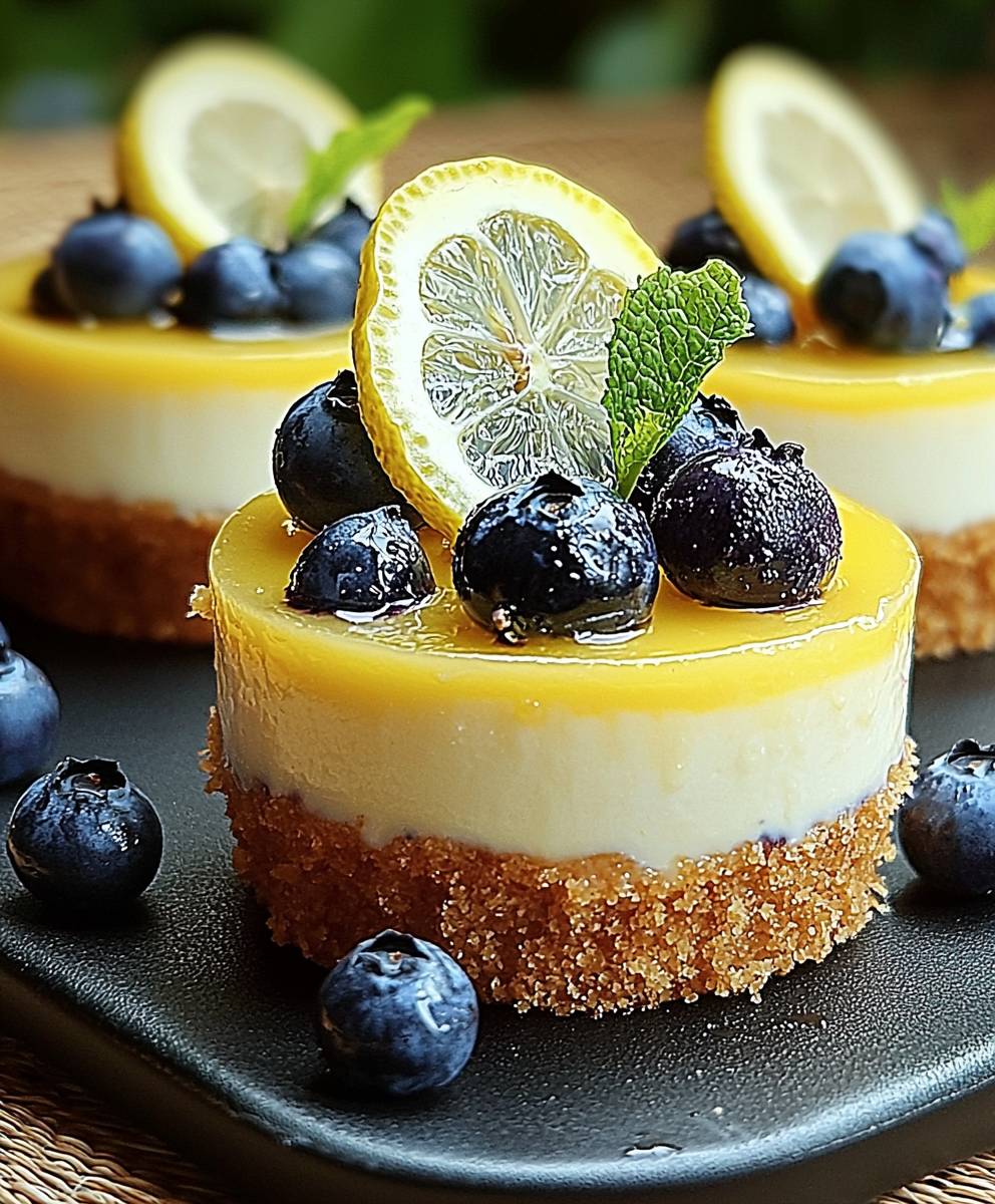 Mini Lemon Blueberry Cheesecakes