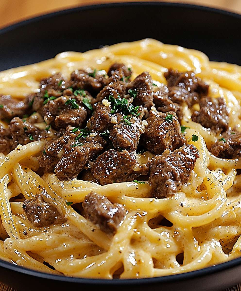 Creamy Beef Garlic Butter Pasta