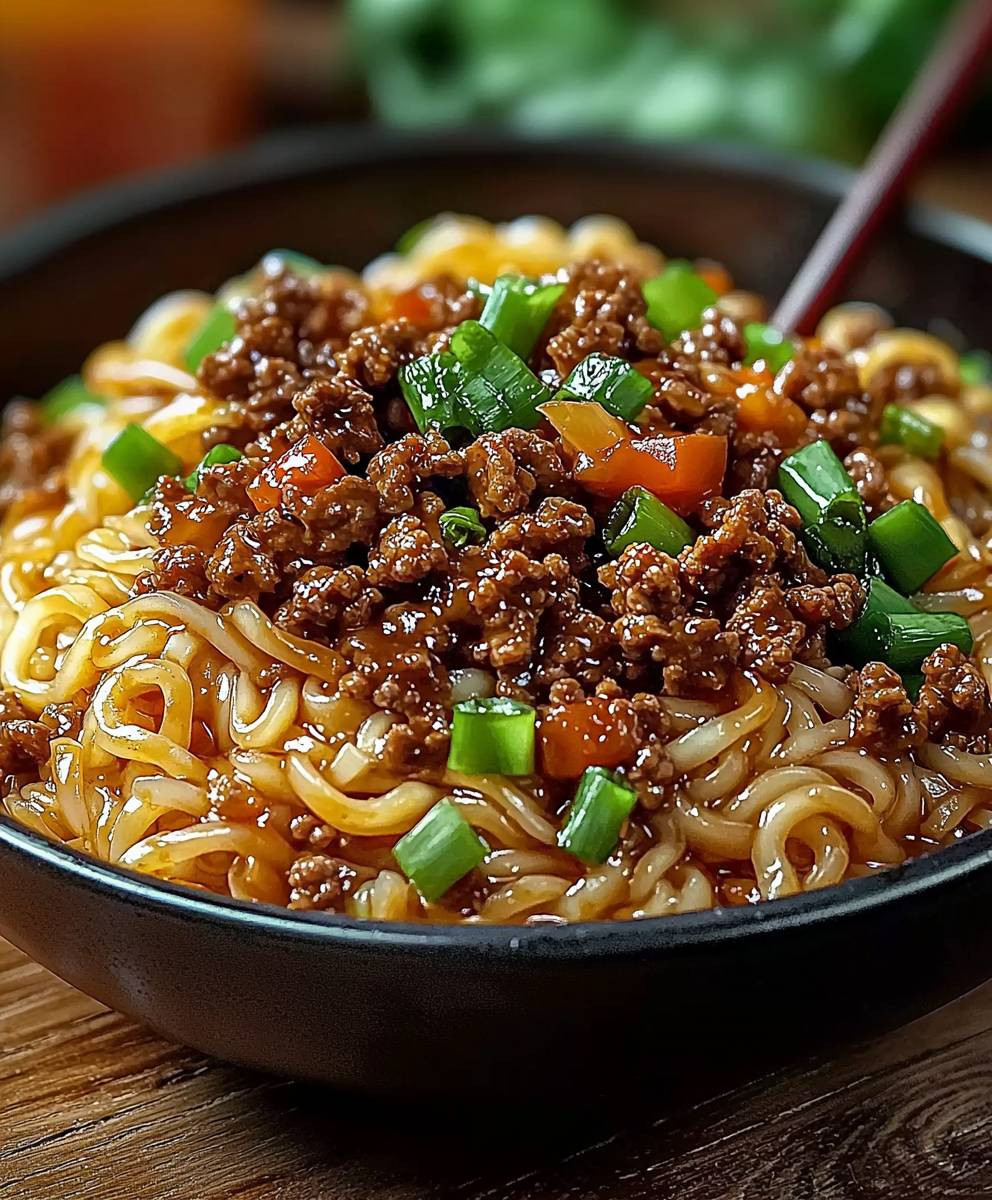 Mongolian Ground Beef Noodles