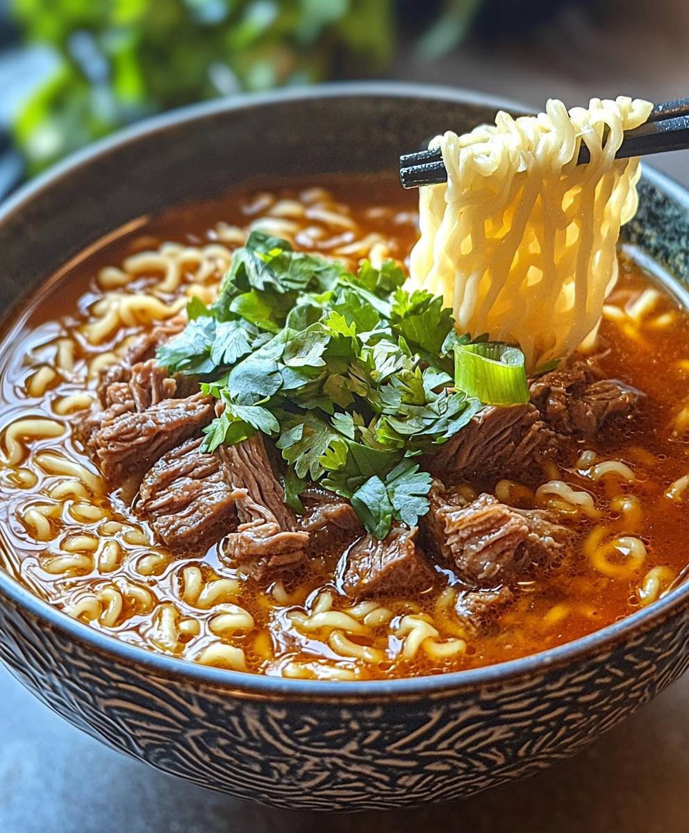 Birria Ramen with Tender Beef