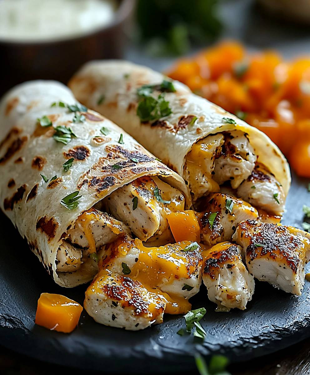 Cheesy Garlic Chicken Wraps
