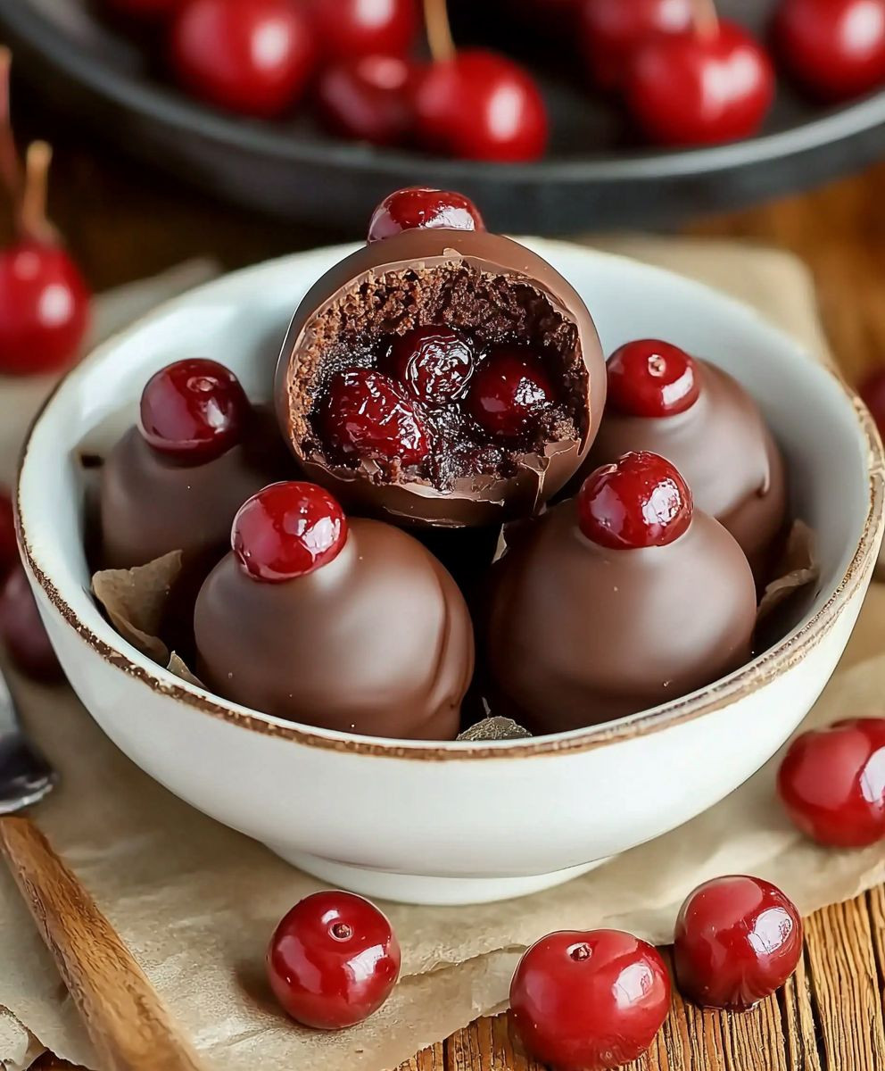Chocolate Cherry Brownie Bombs