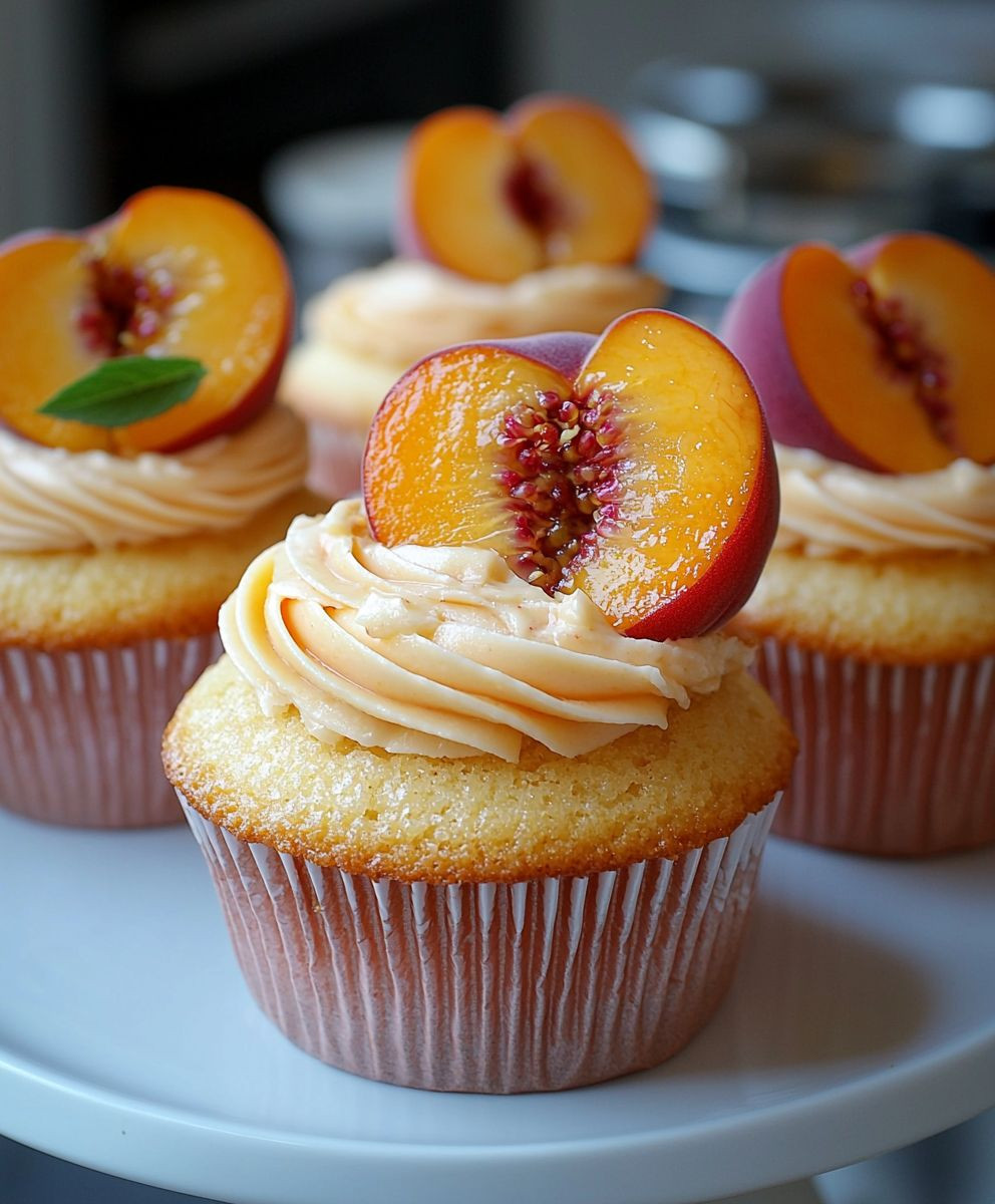 Honey Peach Cream Cheese Cupcakes