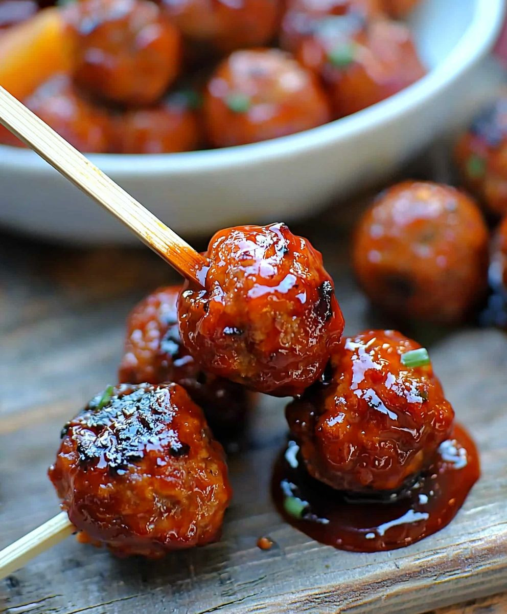 Whiskey Peach BBQ Meatballs
