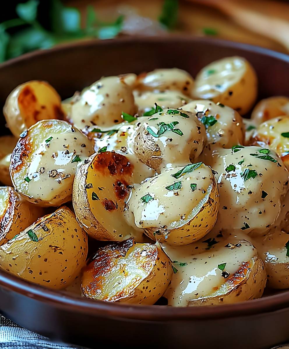 Creamy Garlic Baby Potatoes