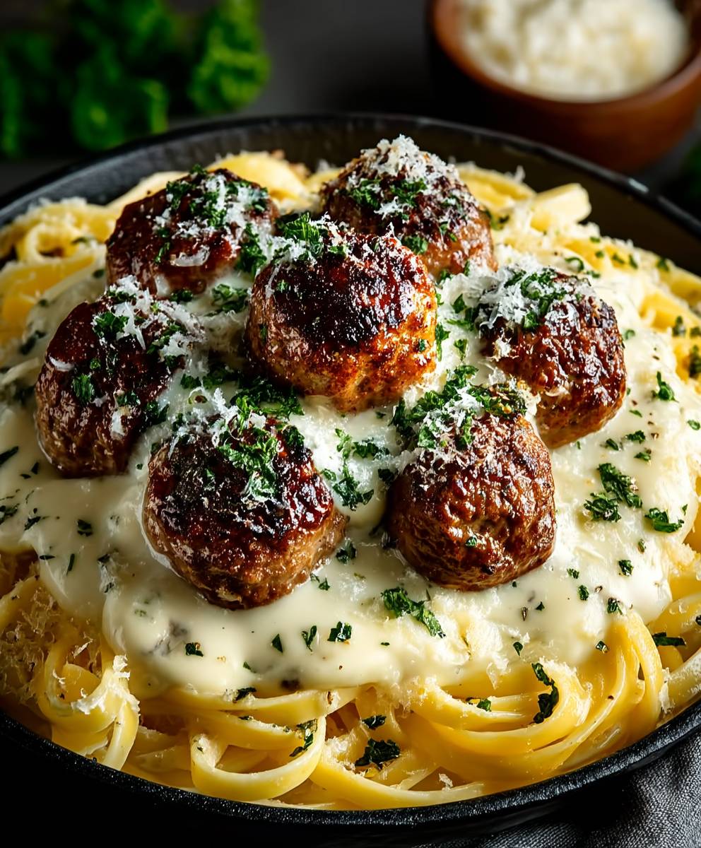 Garlic Butter Meatballs Linguine