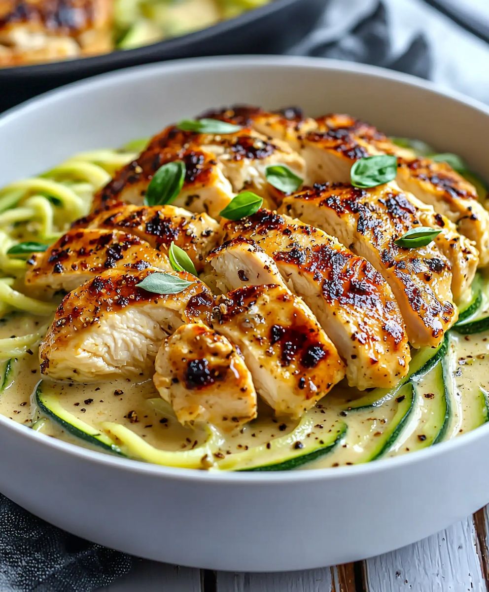 Zucchini Noodle Chicken Alfredo