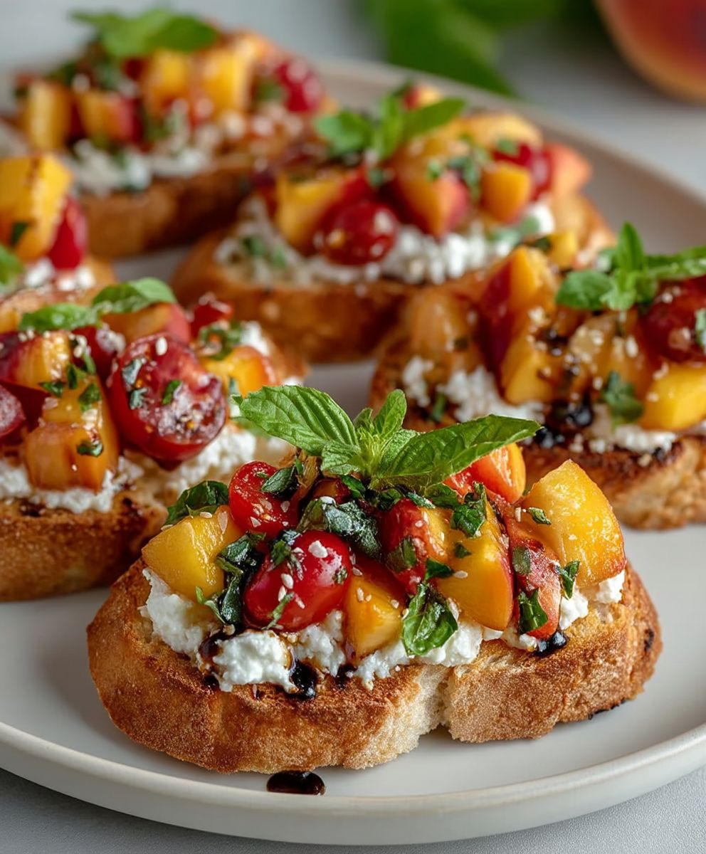 Peach Bruschetta Whipped Ricotta