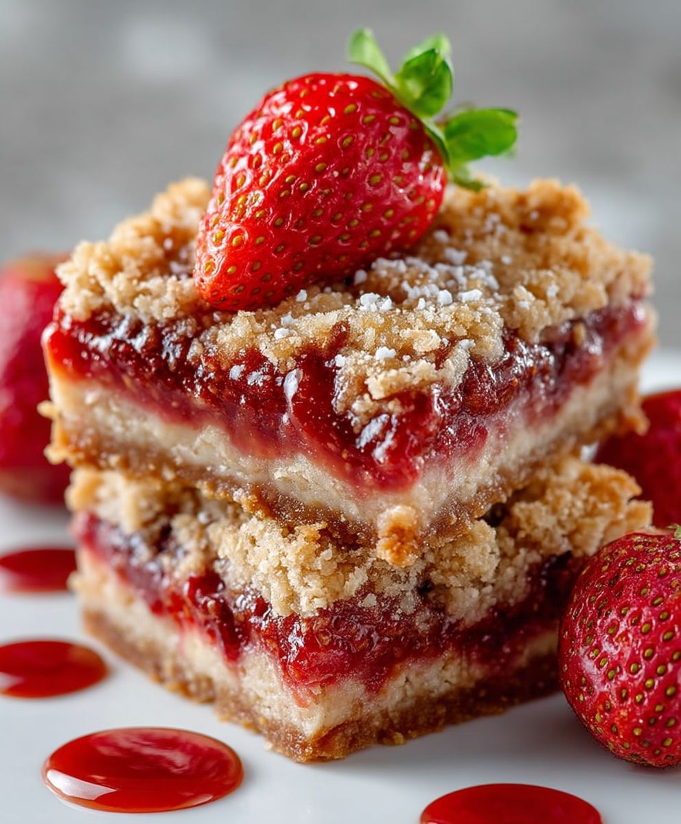 Strawberry Oatmeal Crumble Bars