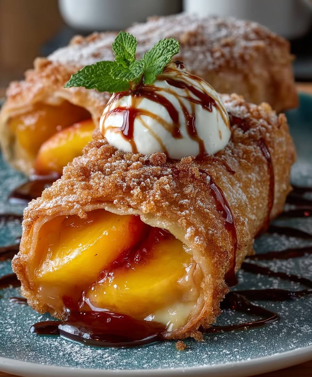 Peach Cobbler Egg Rolls