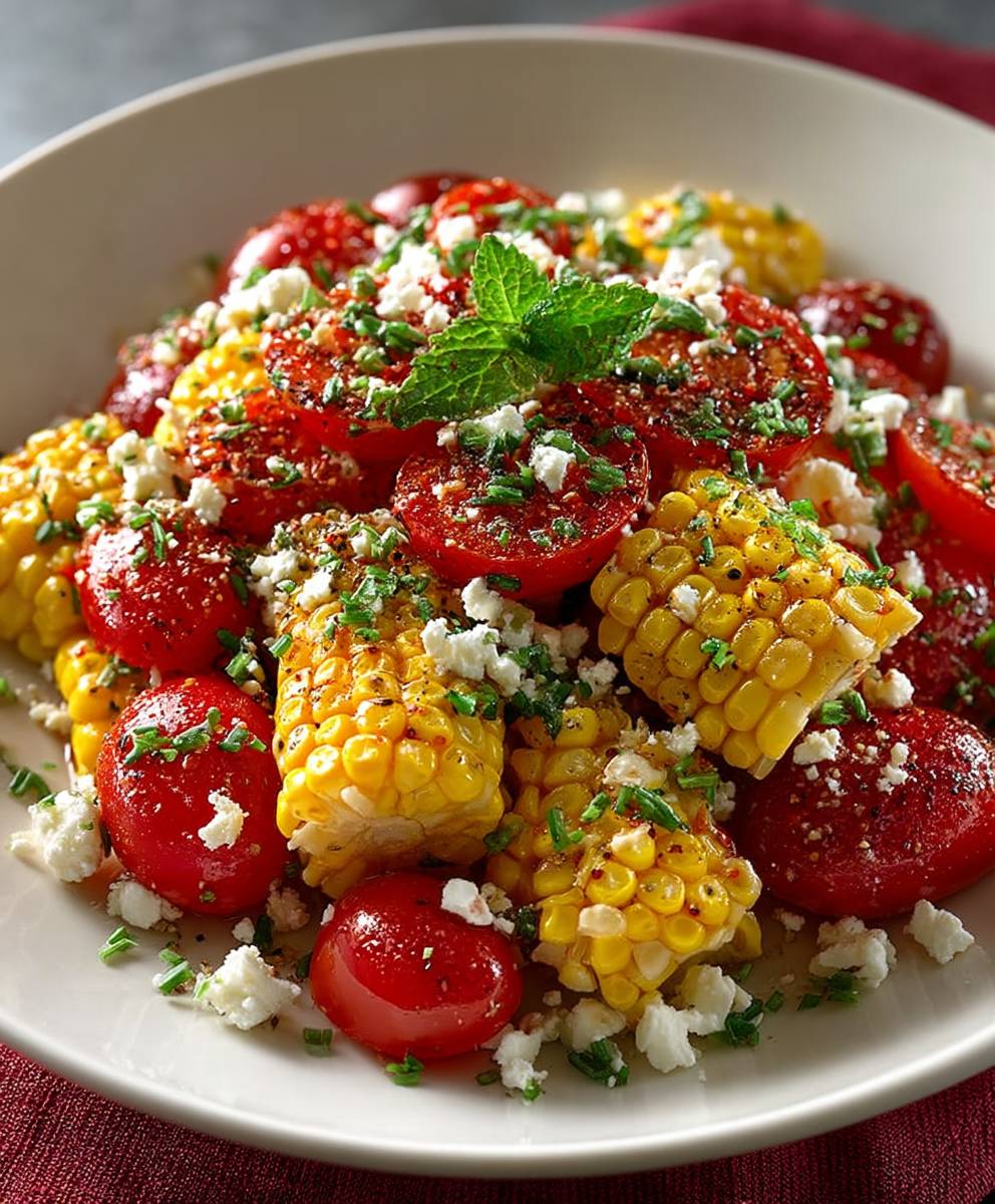 Corn tomato feta salad