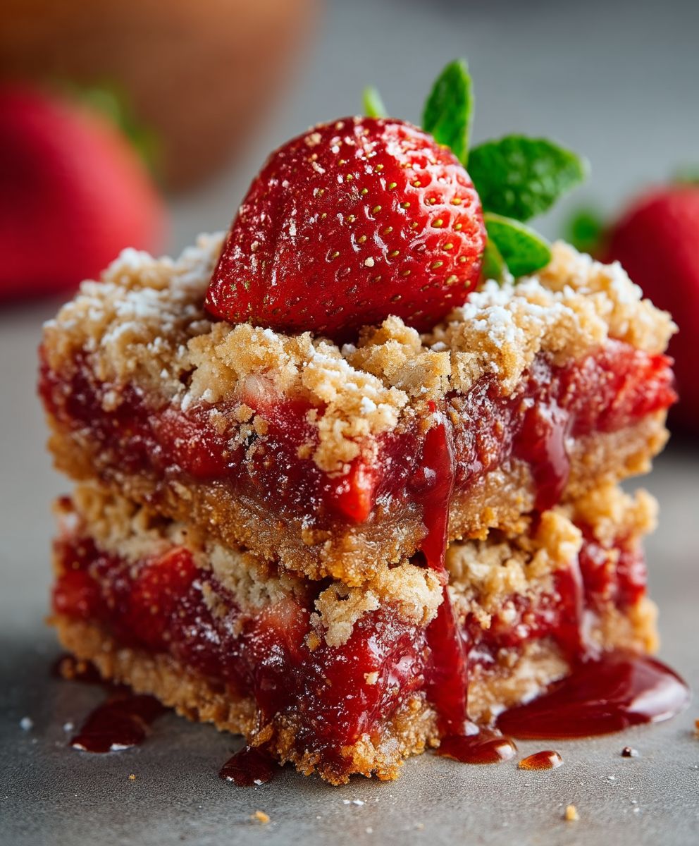 Strawberry Oatmeal Crumble Bars