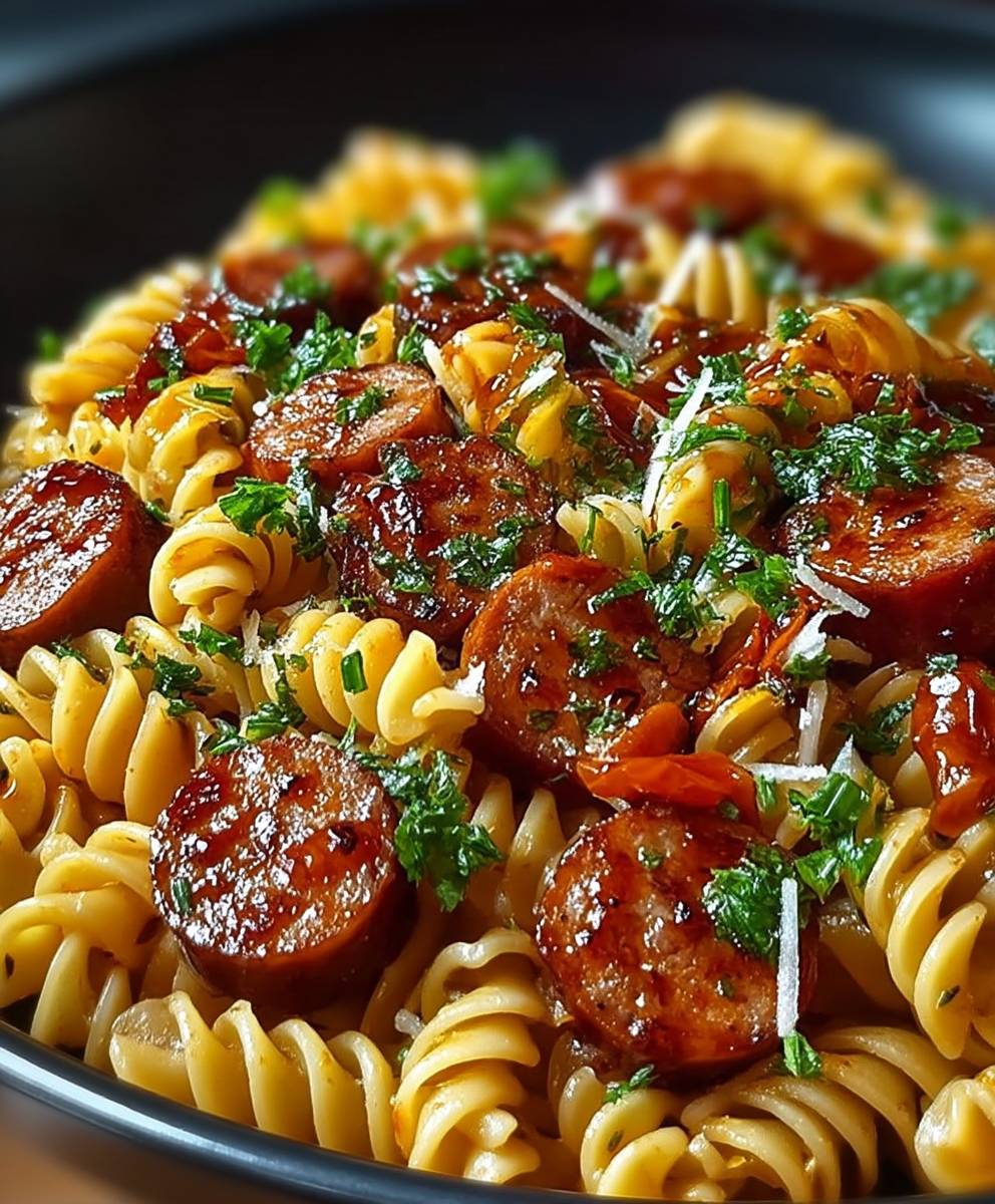 Spicy Honey BBQ Sausage Pasta