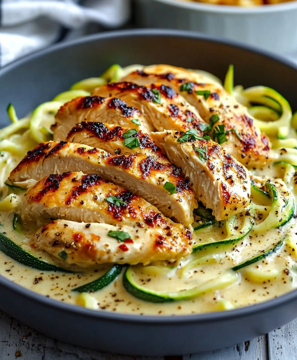 Zucchini Noodle Chicken Alfredo