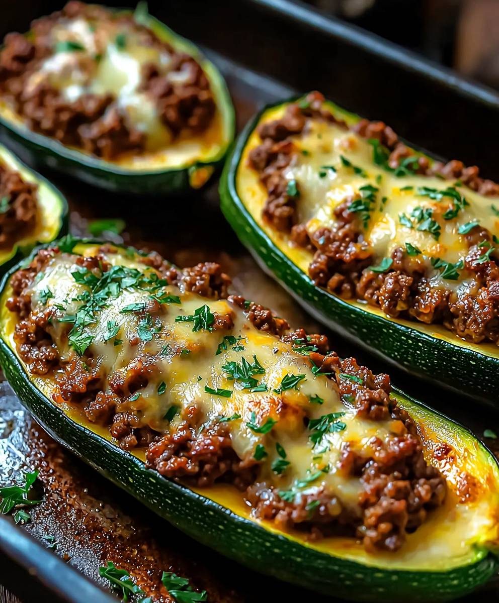 Ground Beef Zucchini Boats