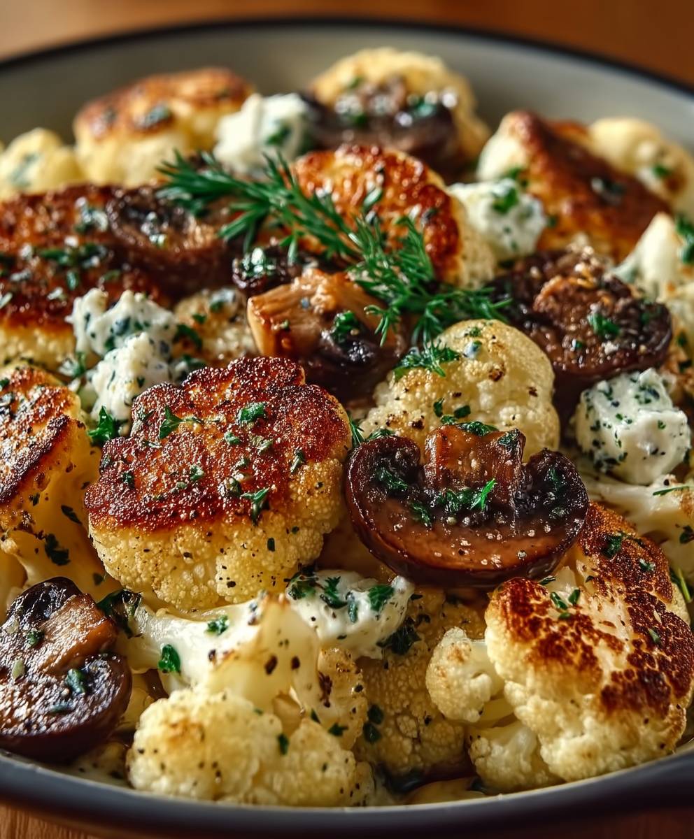 Garlic Mushrooms Cauliflower Skillet