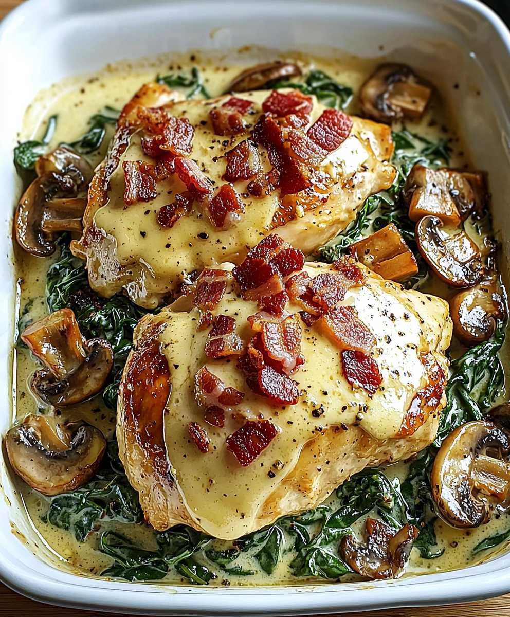 Smothered chicken spinach bacon