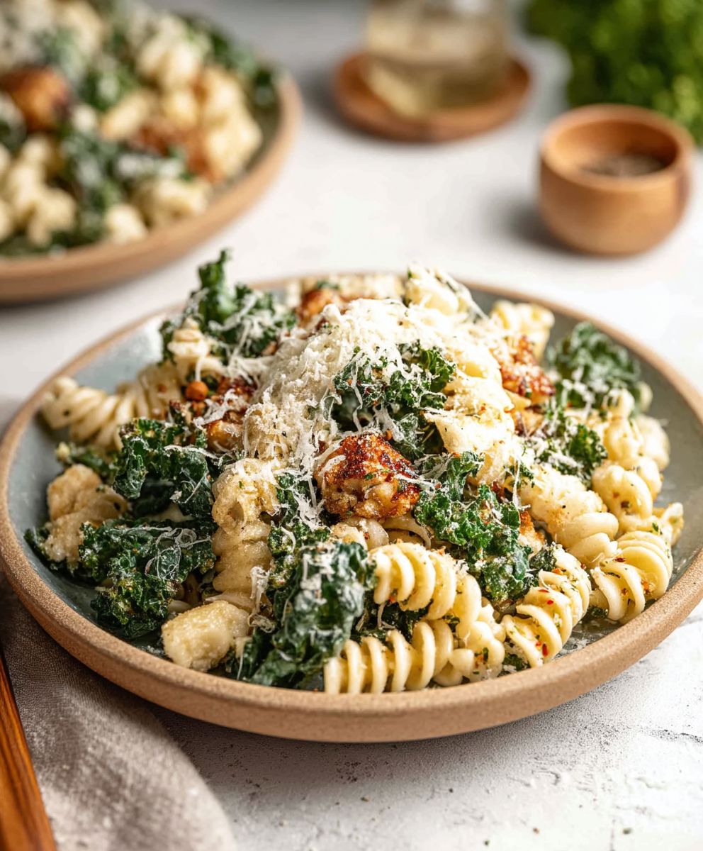 Kale Caesar Pasta Salad