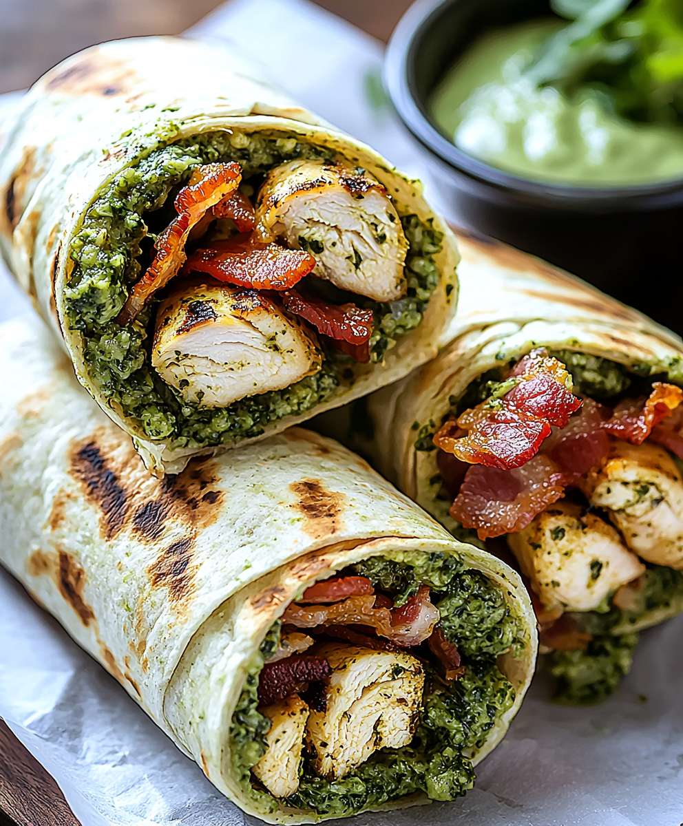 Pesto chicken wraps