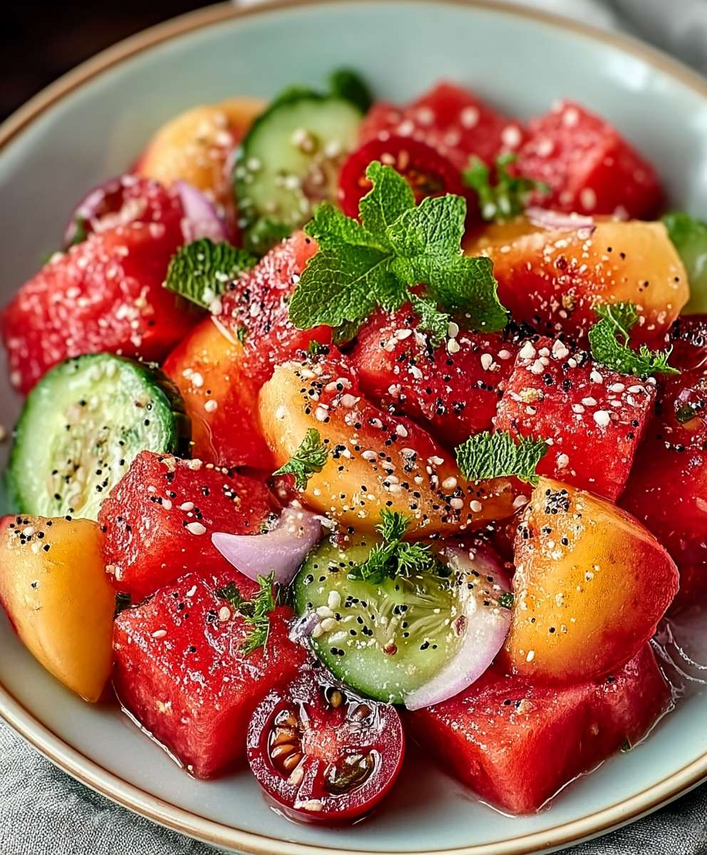 Peach watermelon salad