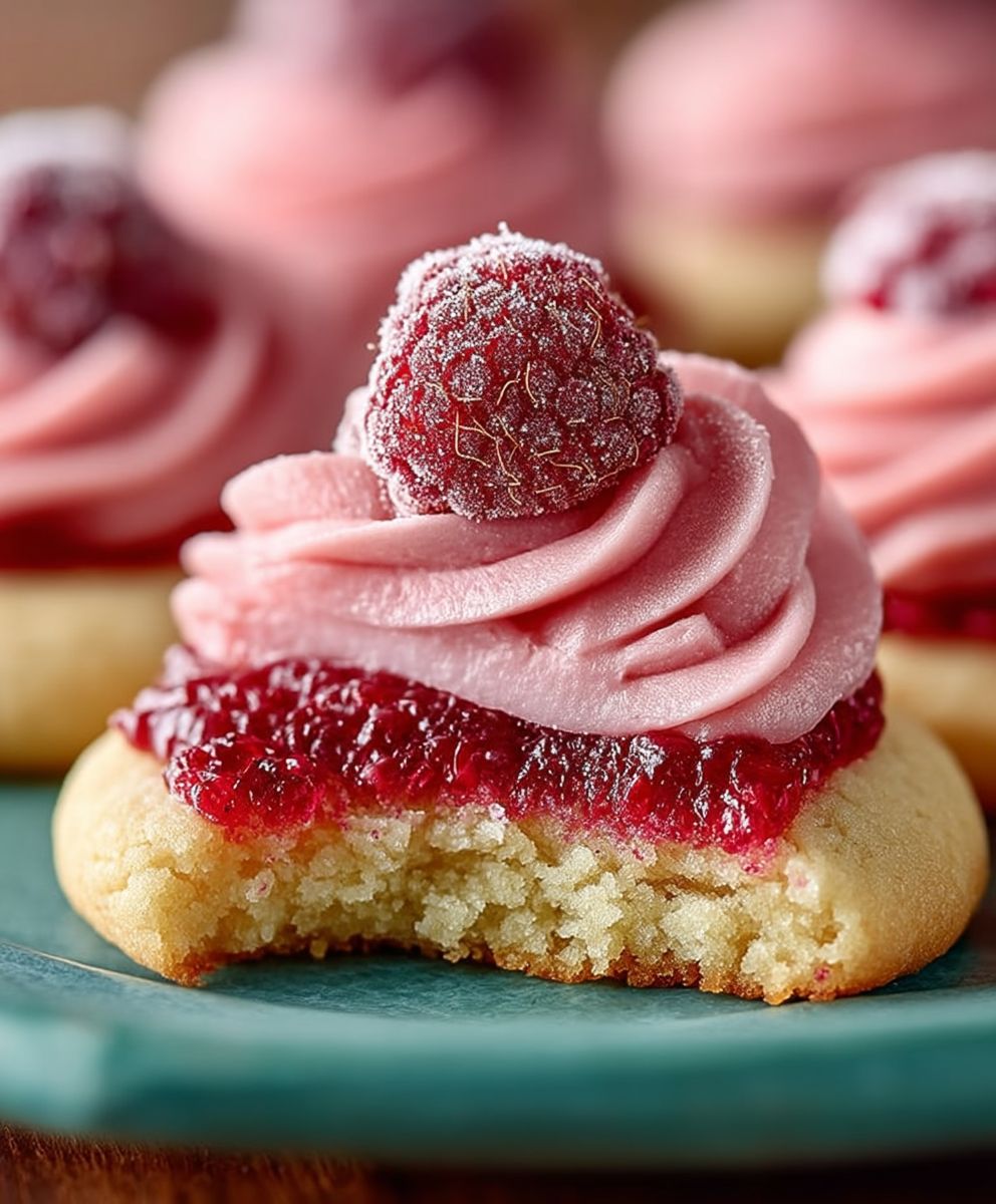 Lemon cookies raspberry frosting