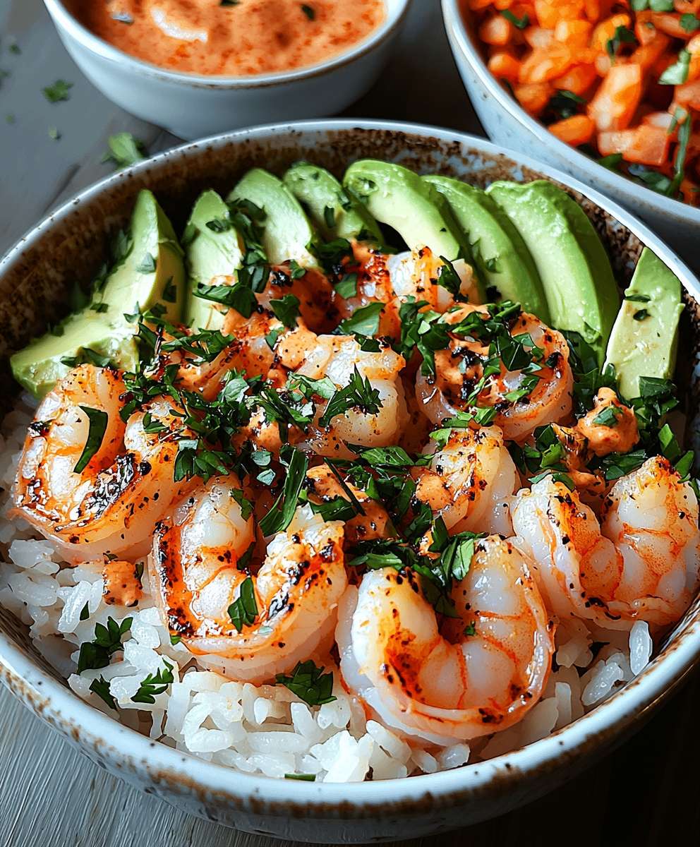 Shrimp rice bowls