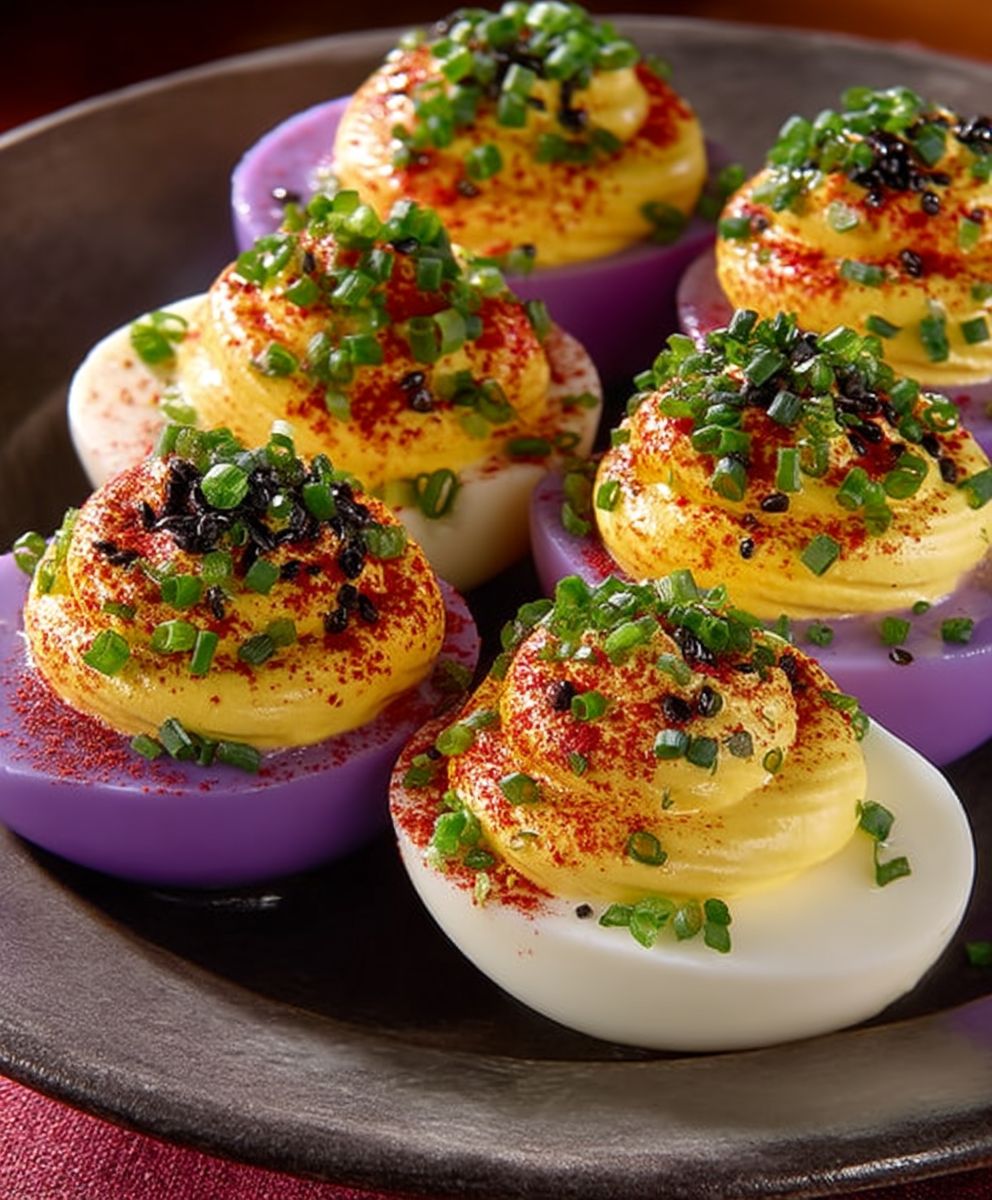 Mardi Gras Deviled Eggs