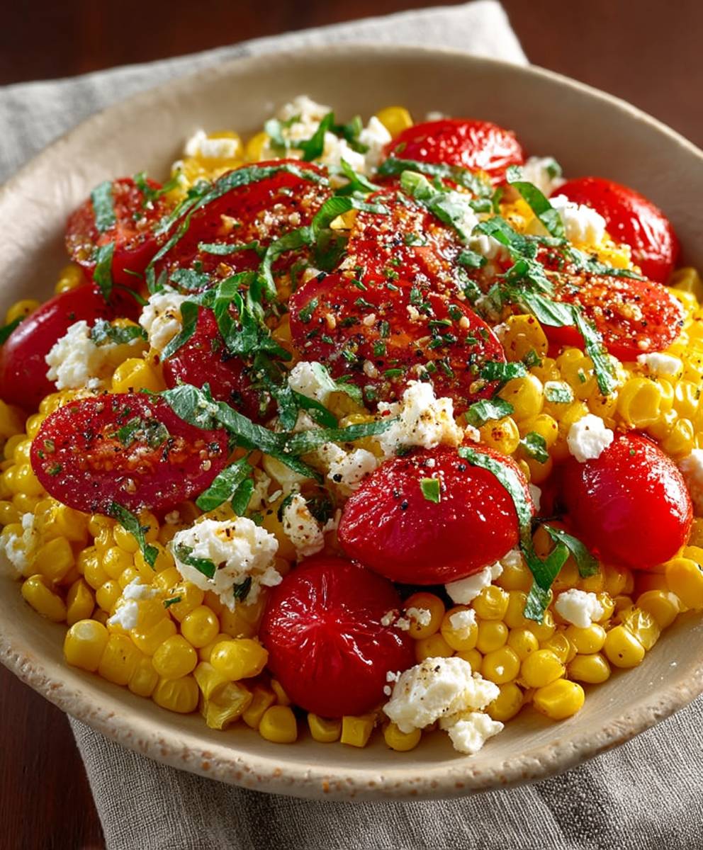 Corn tomato feta salad