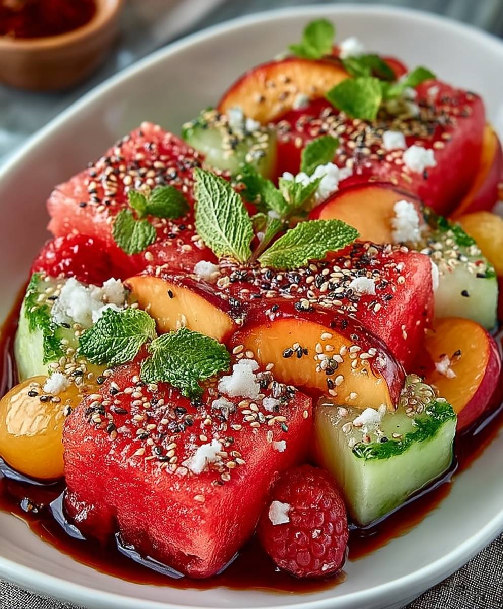 Peach watermelon salad