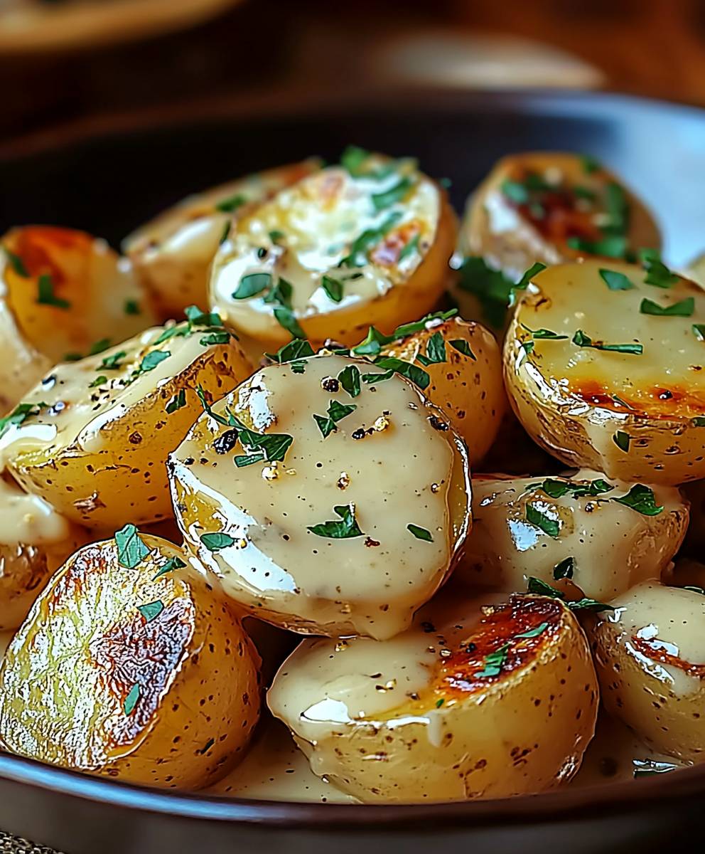 Creamy Garlic Baby Potatoes