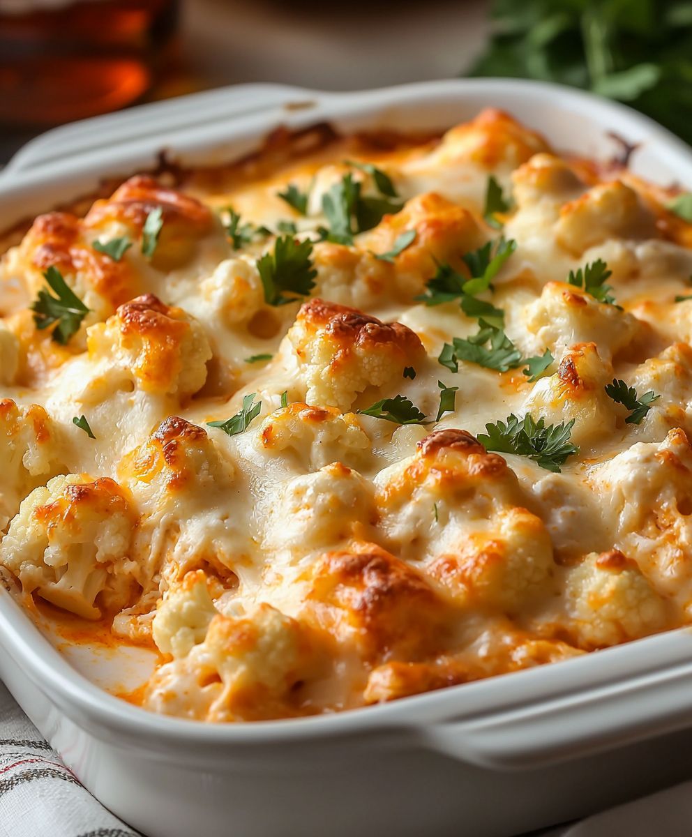 Buffalo Chicken Cauliflower Casserole