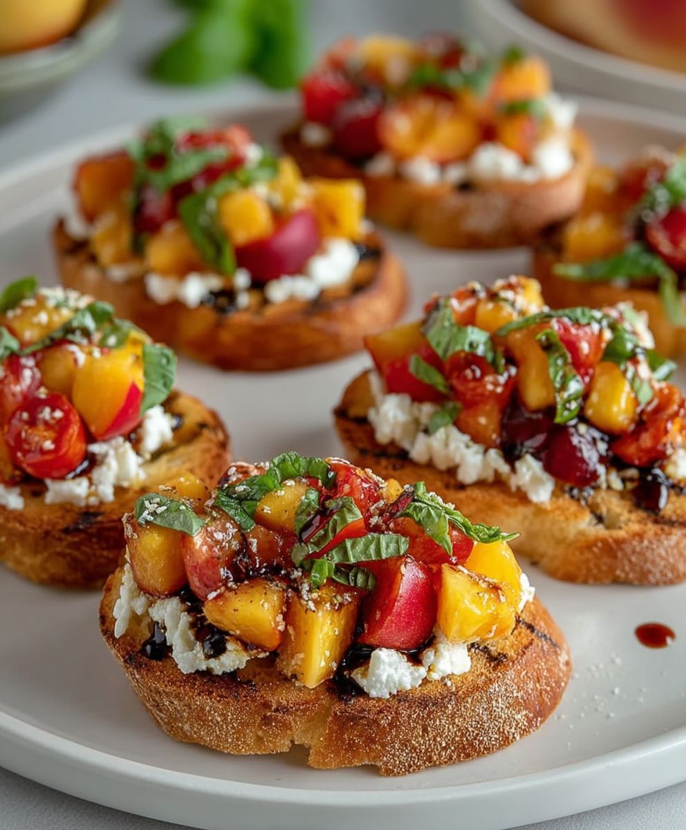 Peach Bruschetta Whipped Ricotta