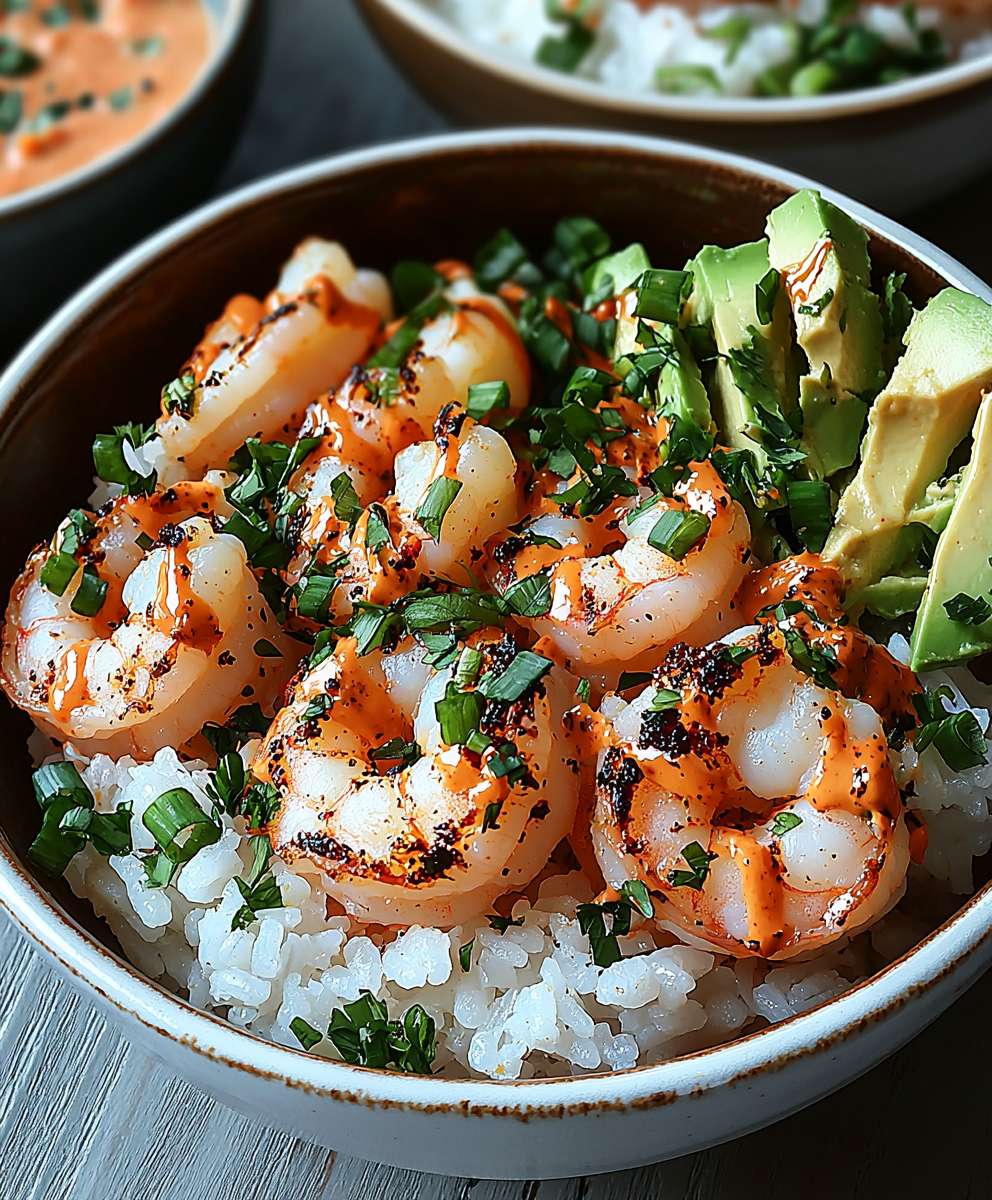 Shrimp rice bowls