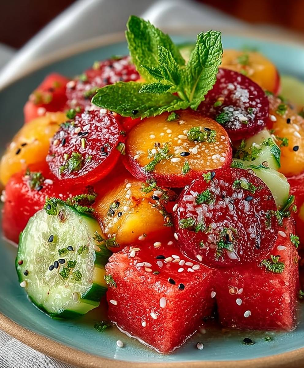 Peach watermelon salad