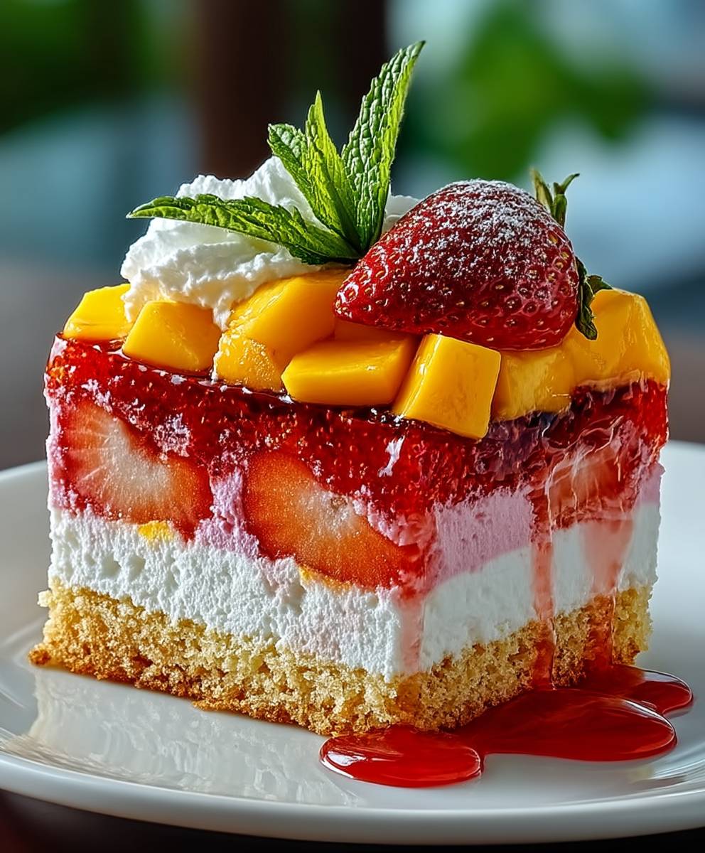 Strawberry Mango Split Cake