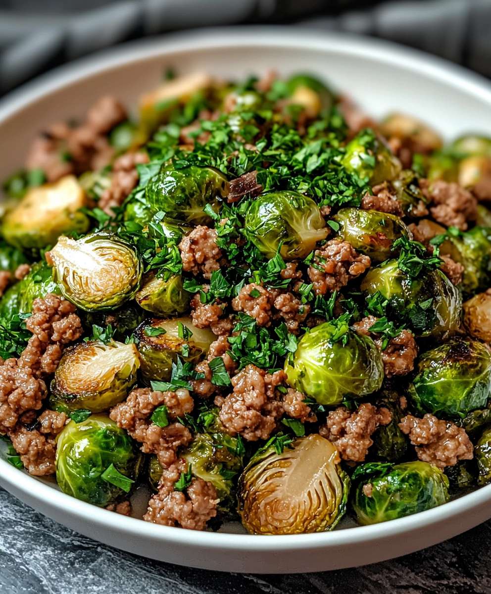 Brussels sprouts turkey skillet