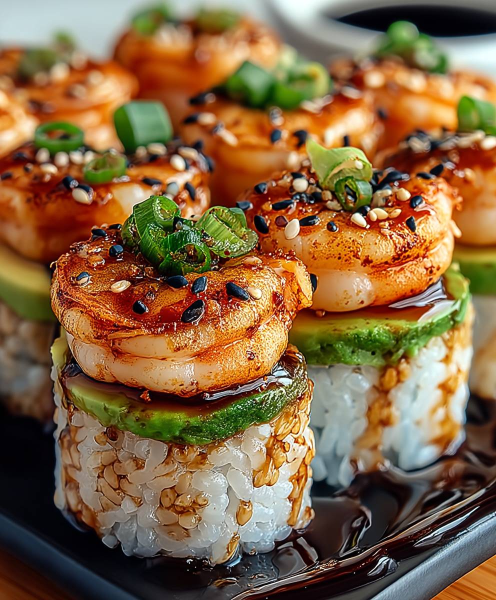 Spicy Shrimp Sushi Stacks