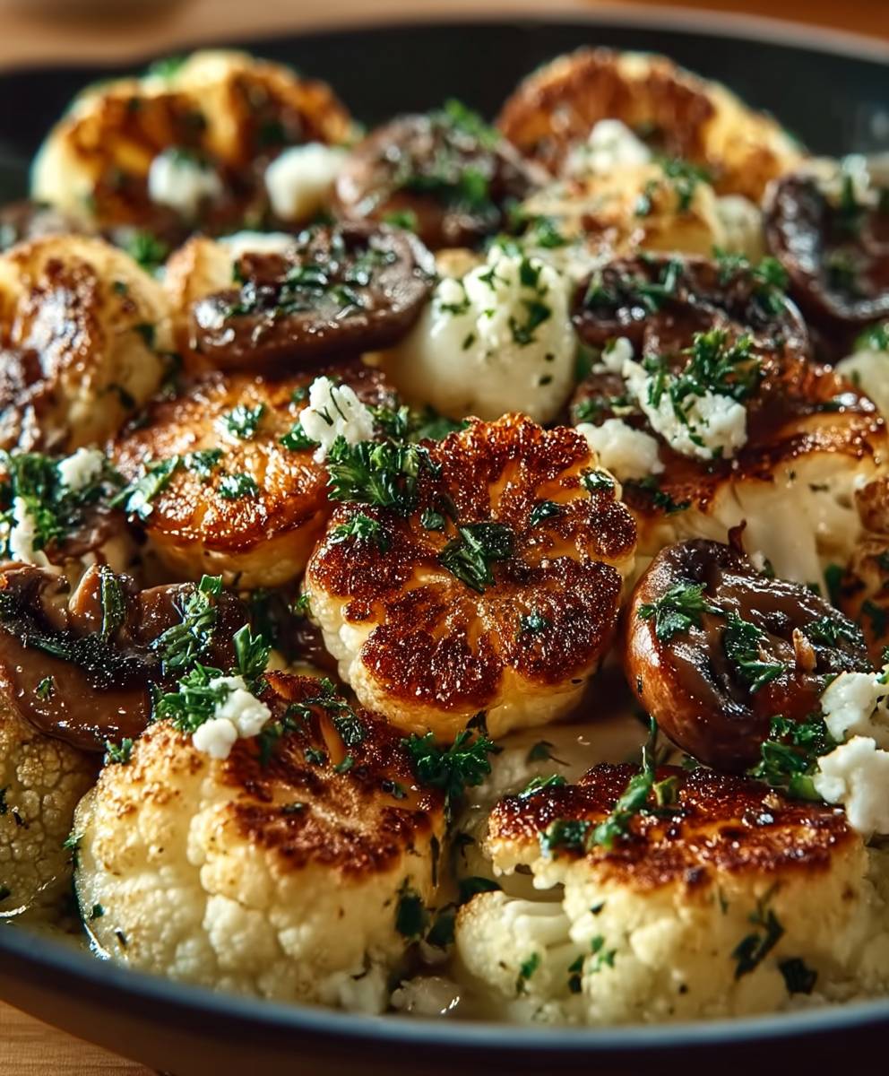 Garlic Mushrooms Cauliflower Skillet