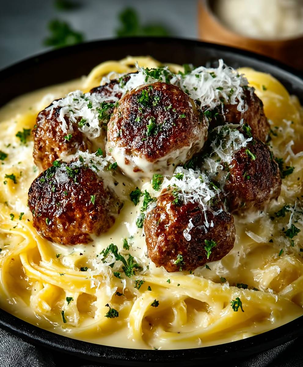 Garlic Butter Meatballs Linguine