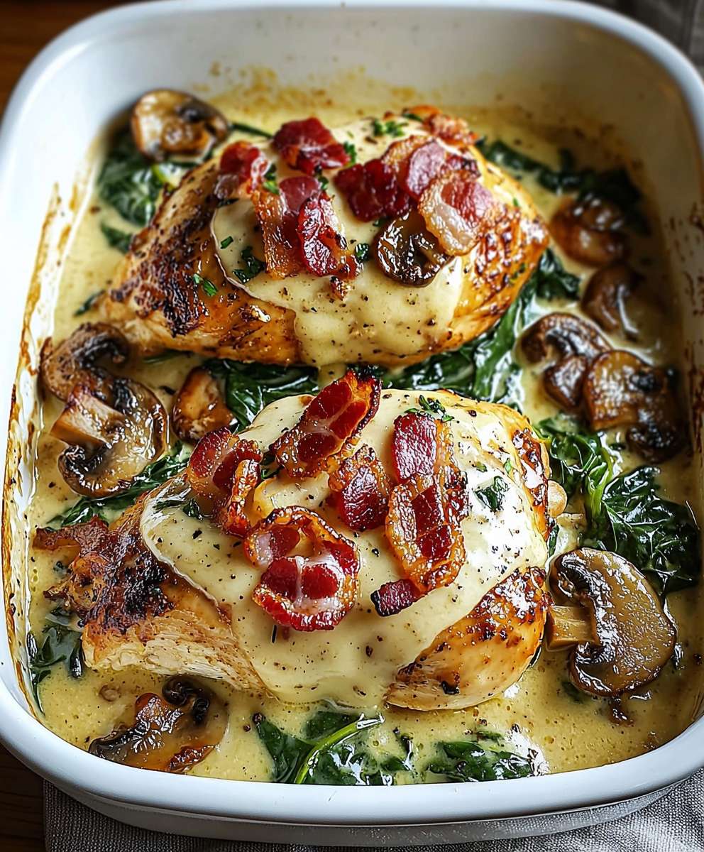 Smothered chicken spinach bacon