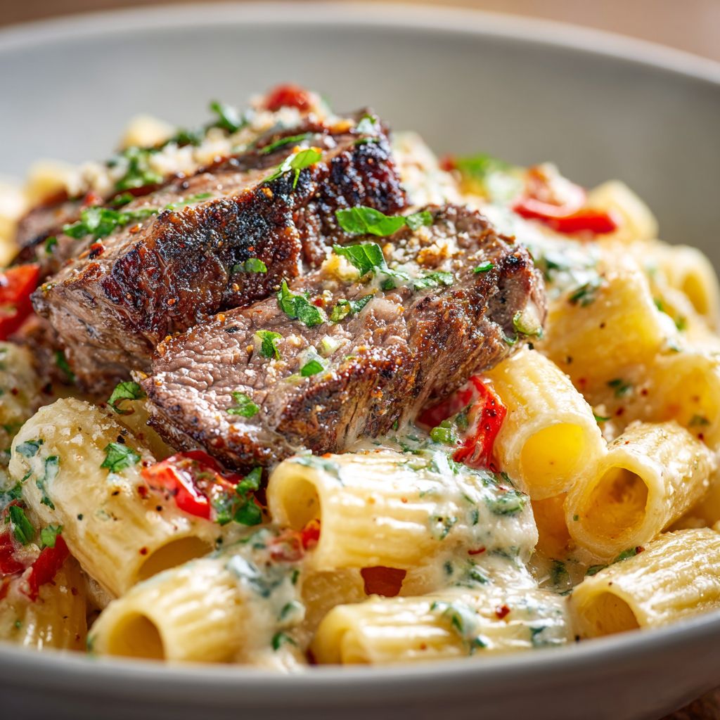 Cajun Steak Cheesy Rigatoni